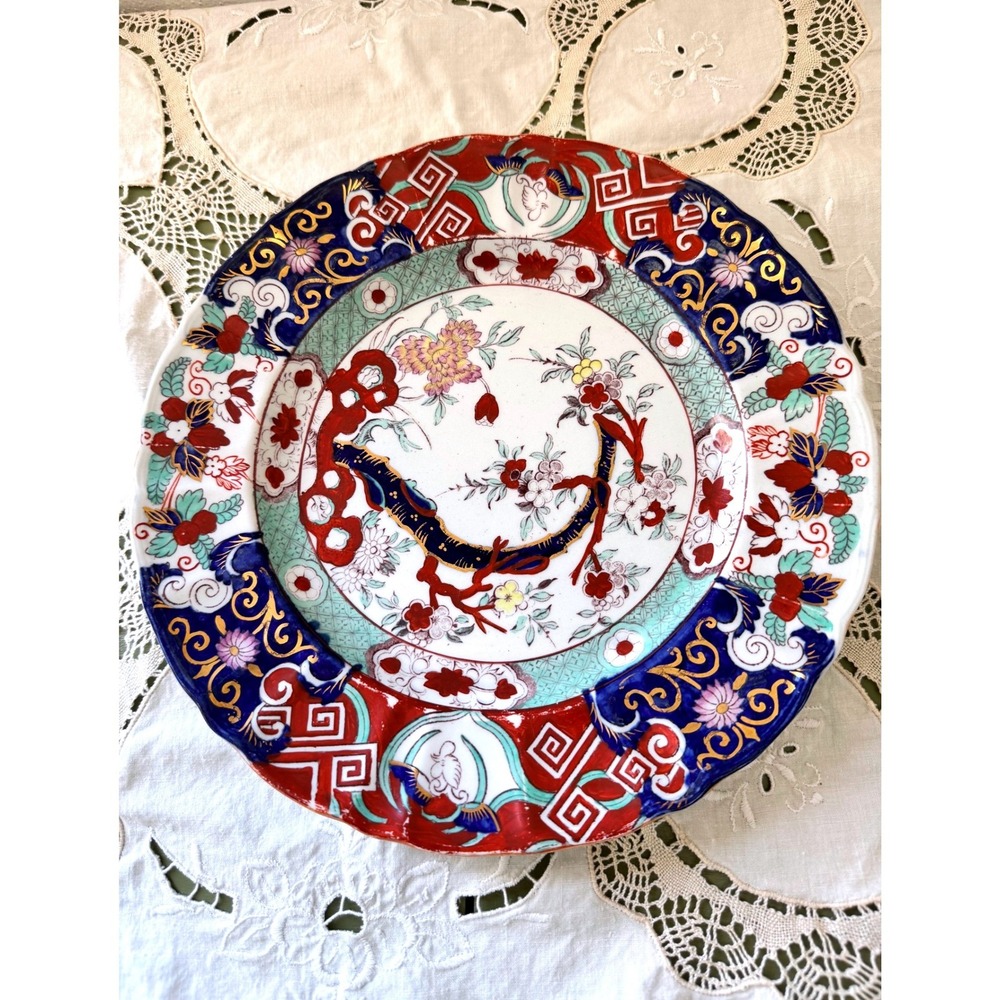Masons Antique Ironstone China Plate England Imari Floral Gold Scalloped 10.25in - Picture 5 of 15
